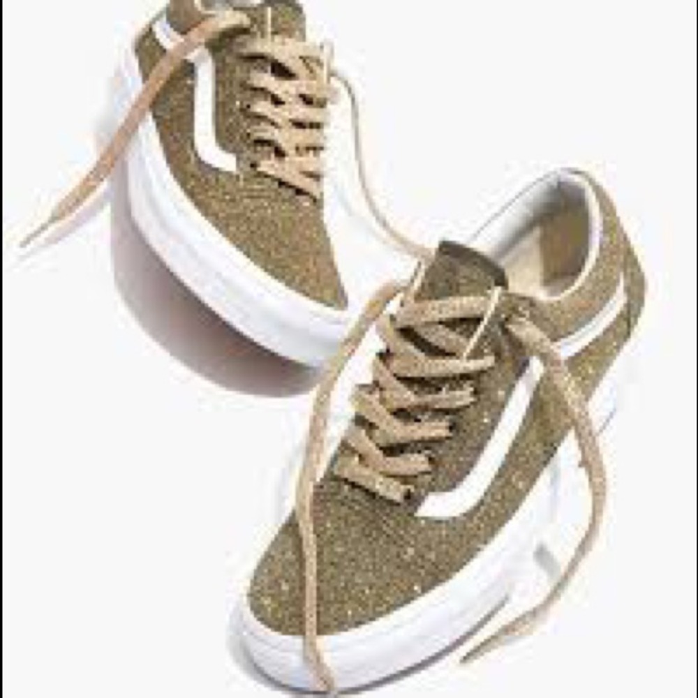 Vans Old Skool Lace-Up Sneakers in Gold Glitter